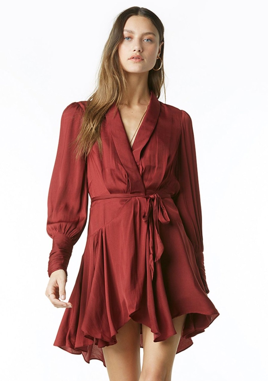 Clothing TART Collections | Glenna Poly Silk Dress Cabernet