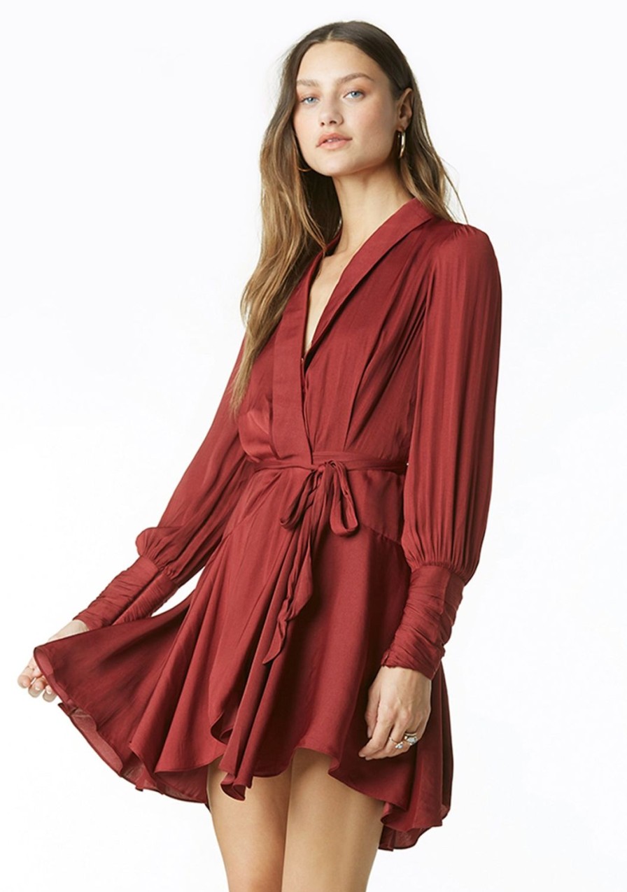 Clothing TART Collections | Glenna Poly Silk Dress Cabernet