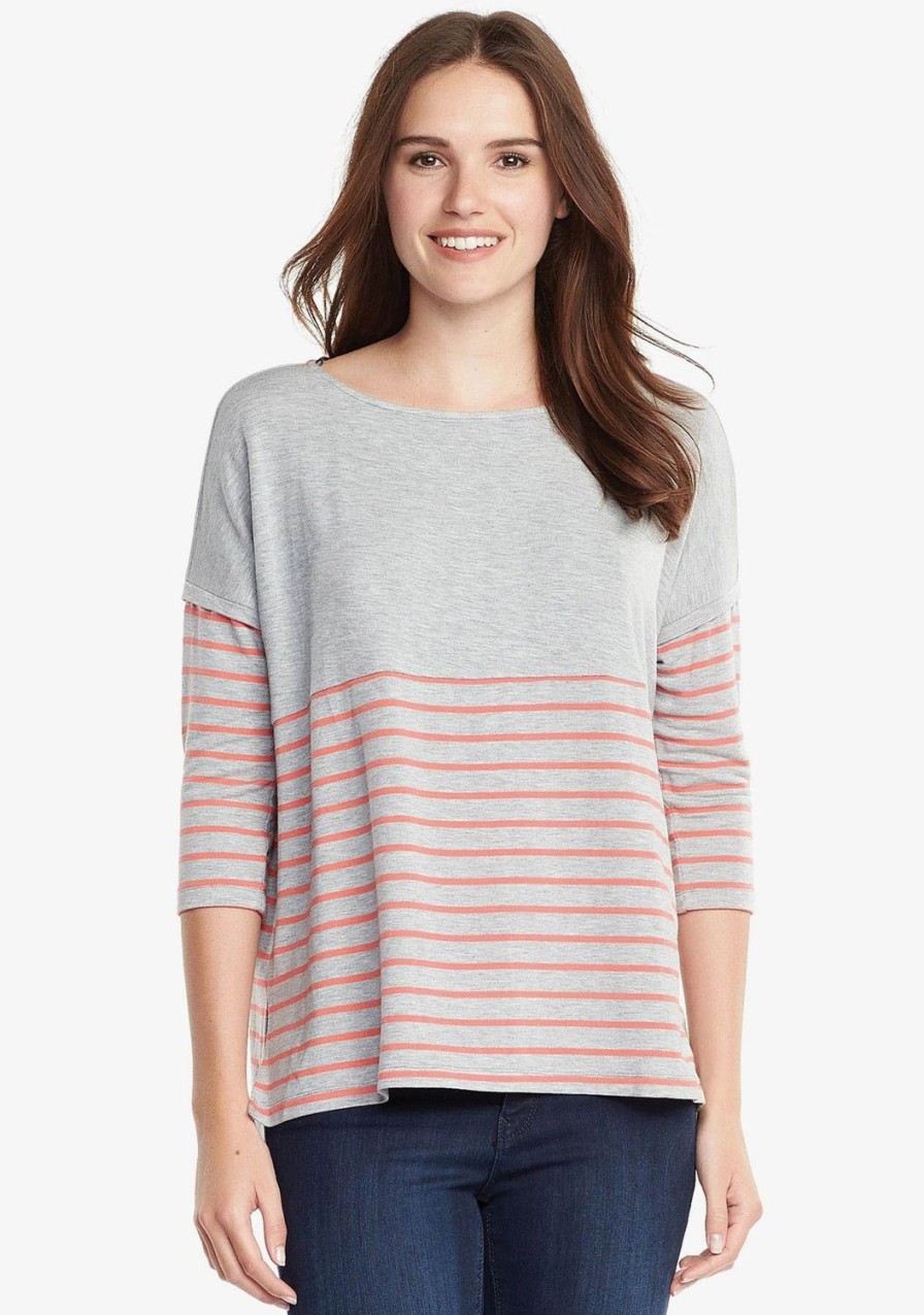 Clothing TART Collections | Anaeia Top Heather Grey / Coral Stripe