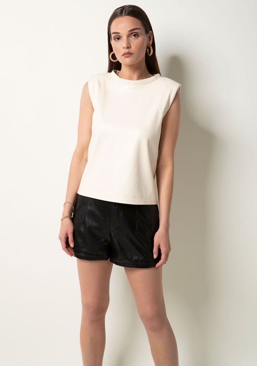 Clothing TART Collections | Veda Vegan Leather Top Pearled Ivory