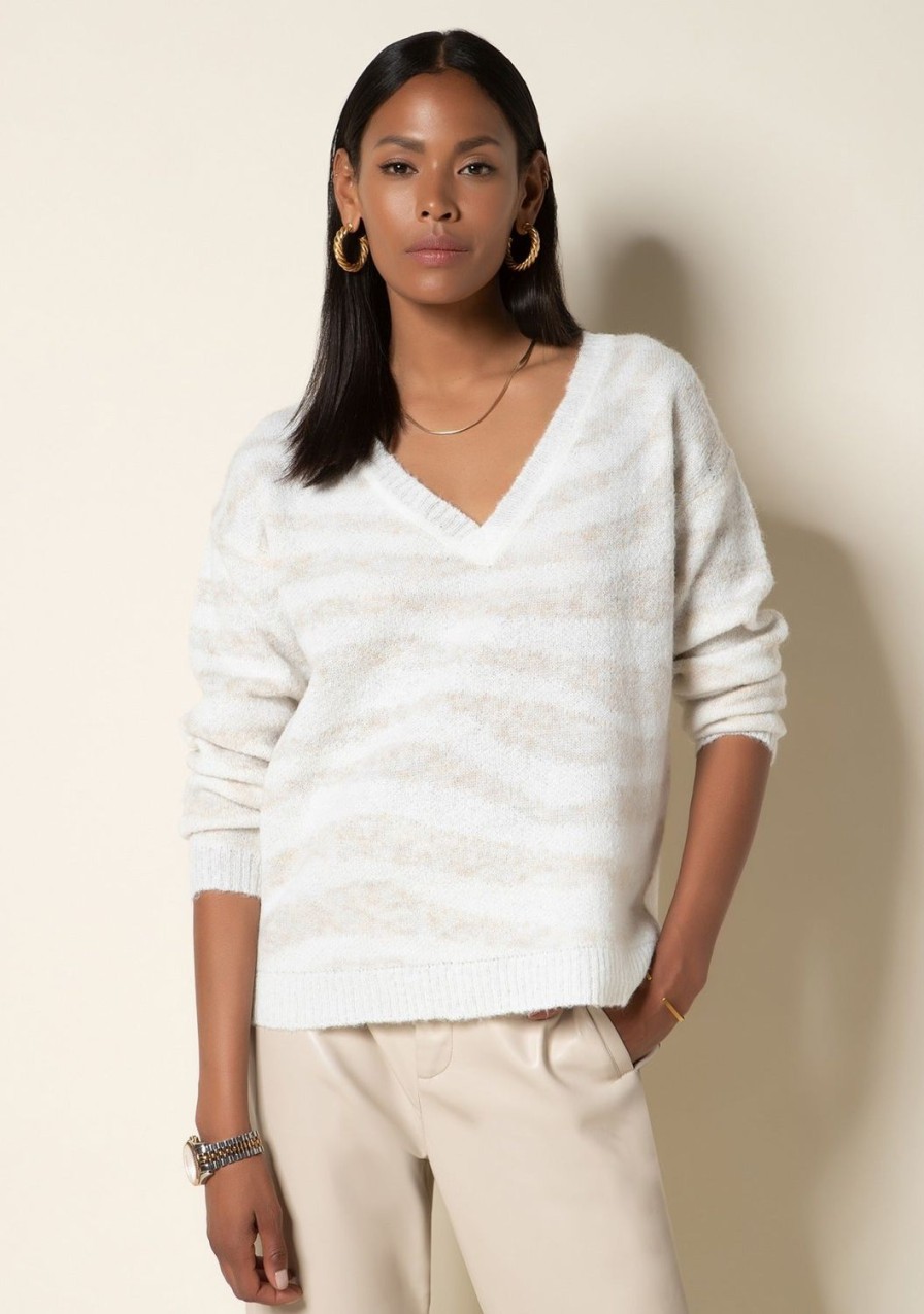 Clothing TART Collections | Keeley Sweater Winter White Zebra