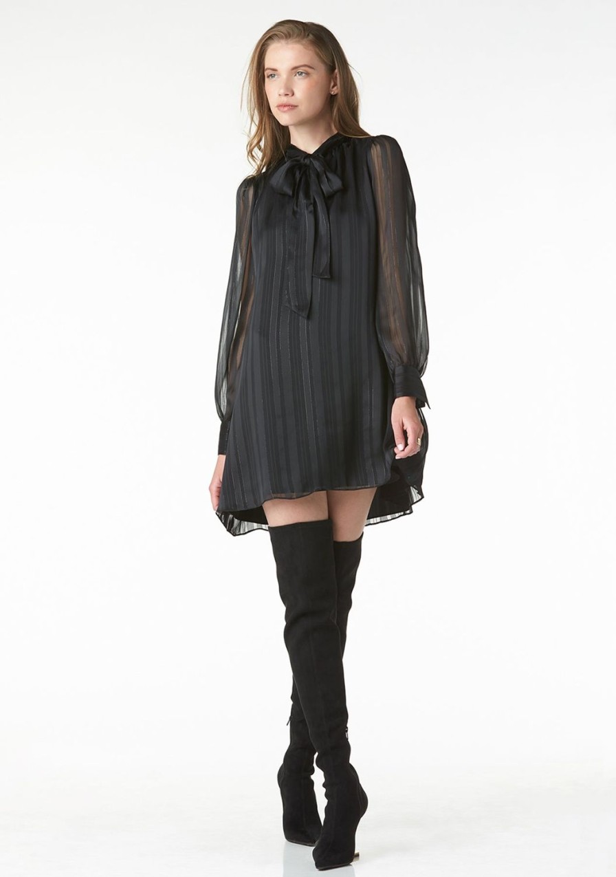 Clothing TART Collections | Maelle Dress Sheer Stripe - Black