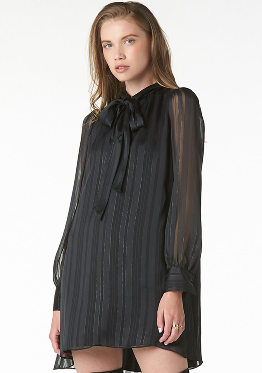 Clothing TART Collections | Maelle Dress Sheer Stripe - Black