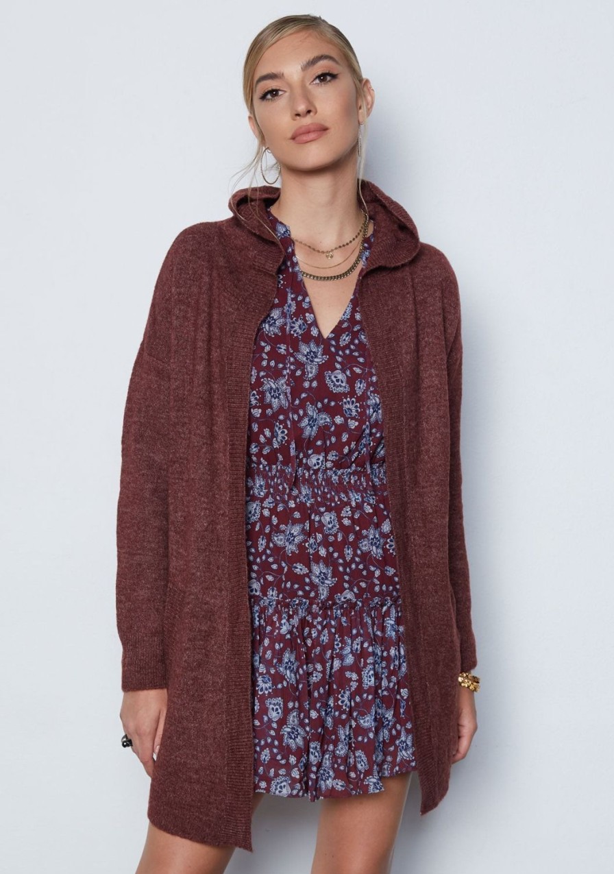 Clothing TART Collections | Kendra Hooded Cardigan Petite Shadow Purple