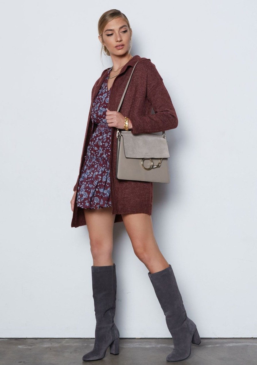 Clothing TART Collections | Kendra Hooded Cardigan Petite Shadow Purple