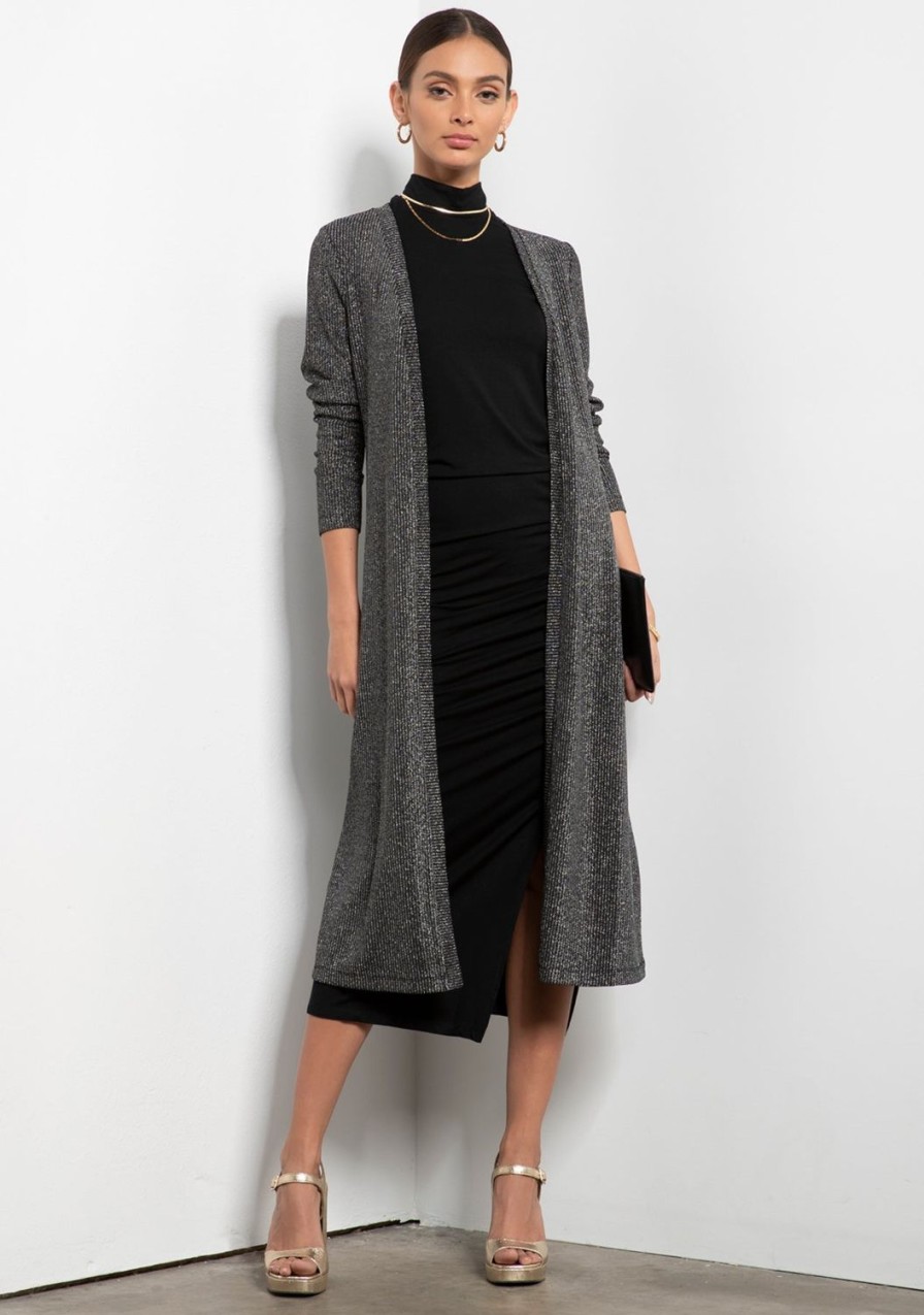 Clothing TART Collections | Jovana Metallic Rib Duster Black