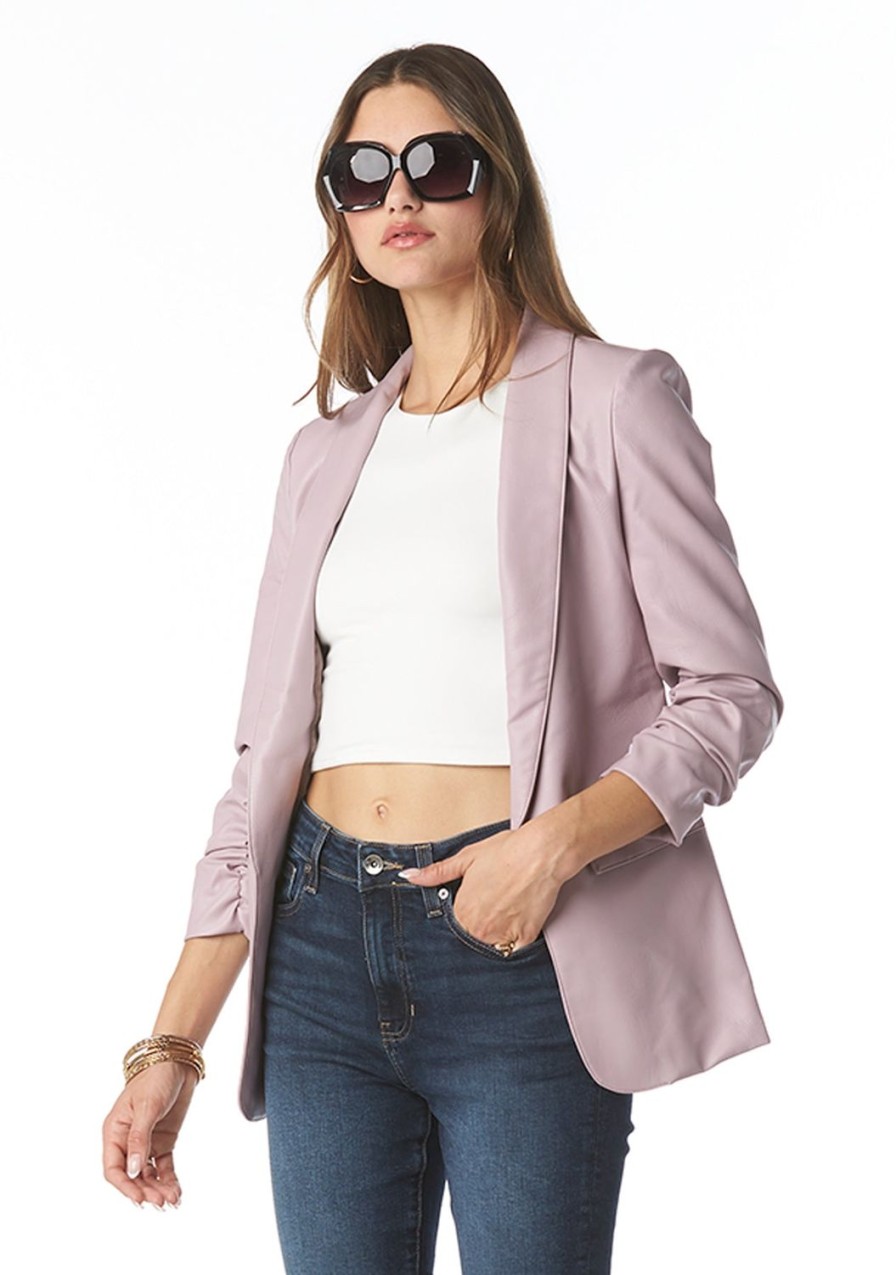 Clothing TART Collections | Kia Vegan Leather Solid Blazer Pink Leather