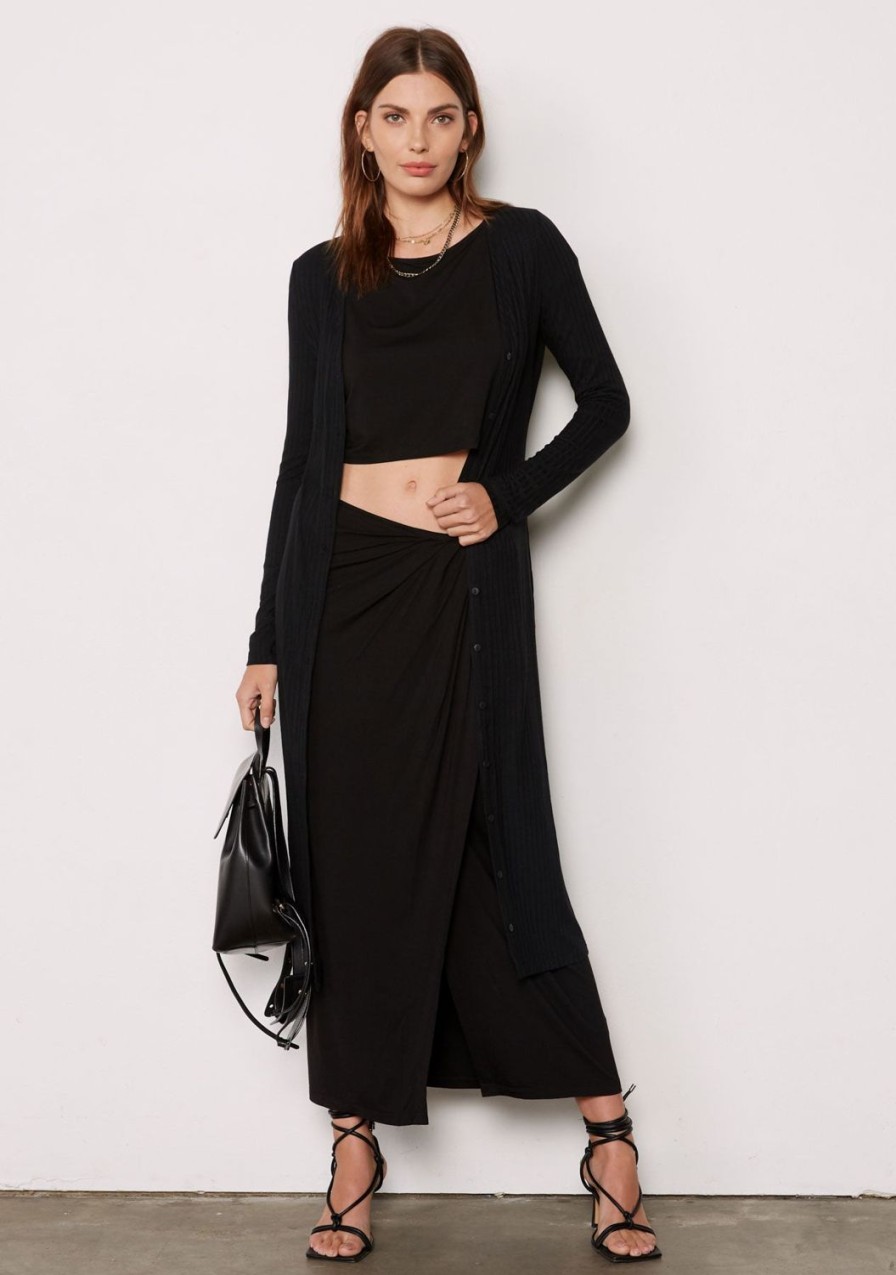 Clothing TART Collections | Ray Rib Knit Cardigan Black