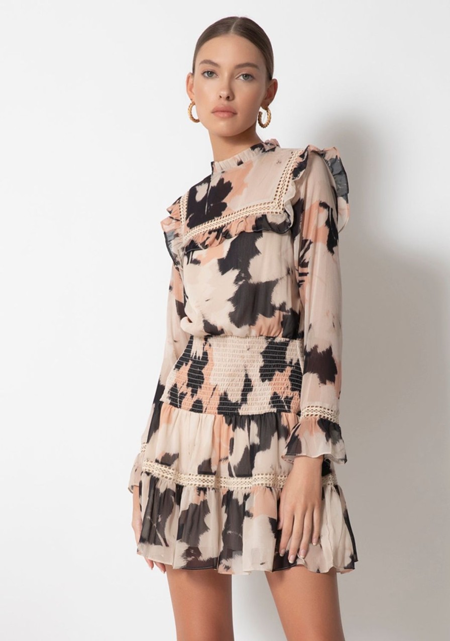 Clothing TART Collections | Valeria Silk Georgette Dress Blurred Florals