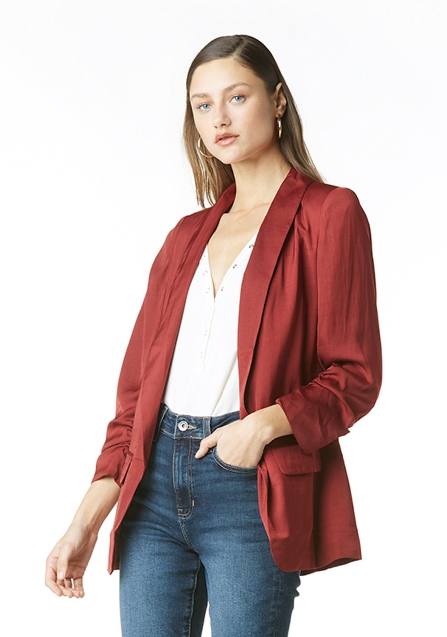 Clothing TART Collections | Kia Poly Satin Blazer Cabernet