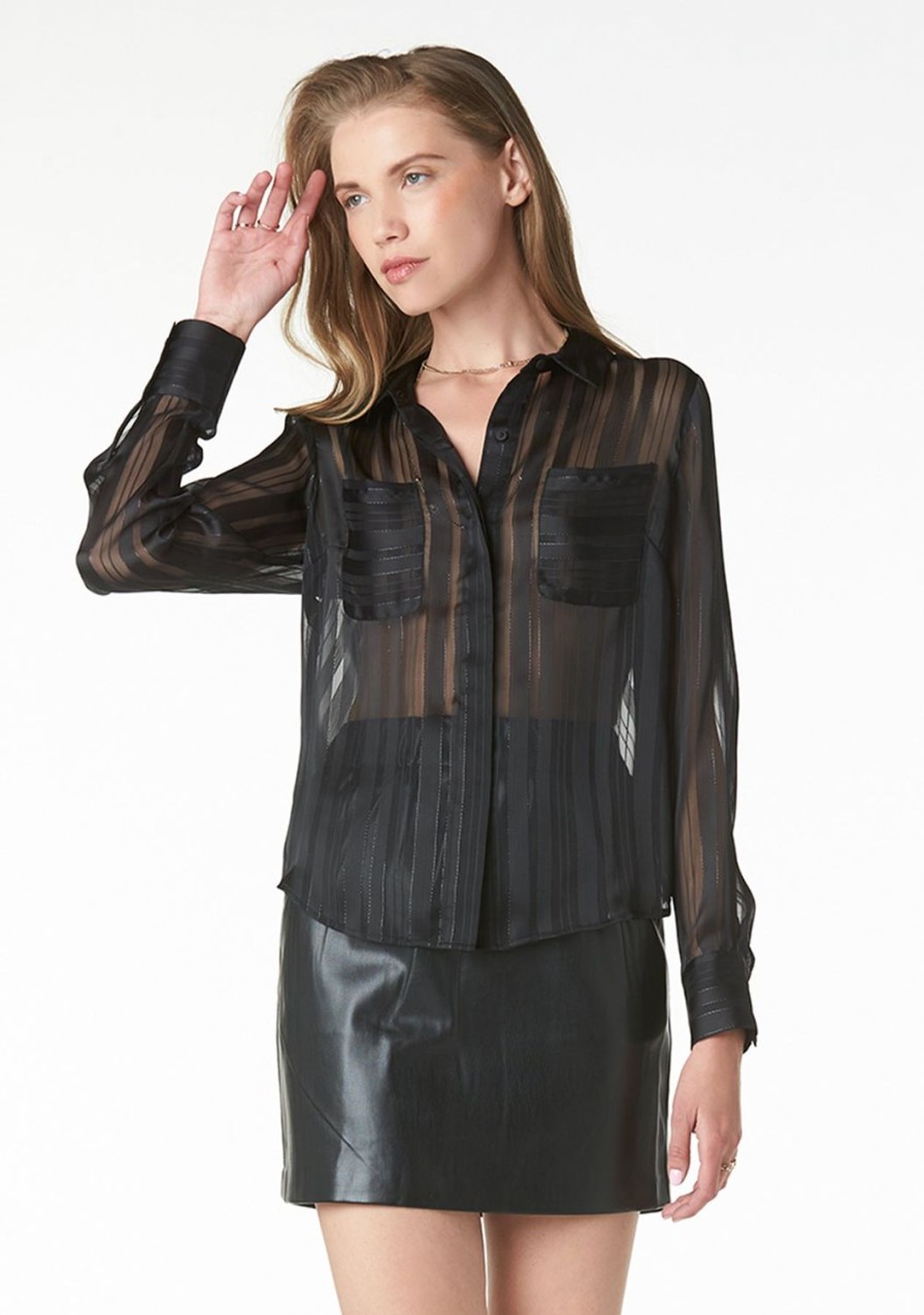 Clothing TART Collections | Araceli Top Sheer Stripe - Black