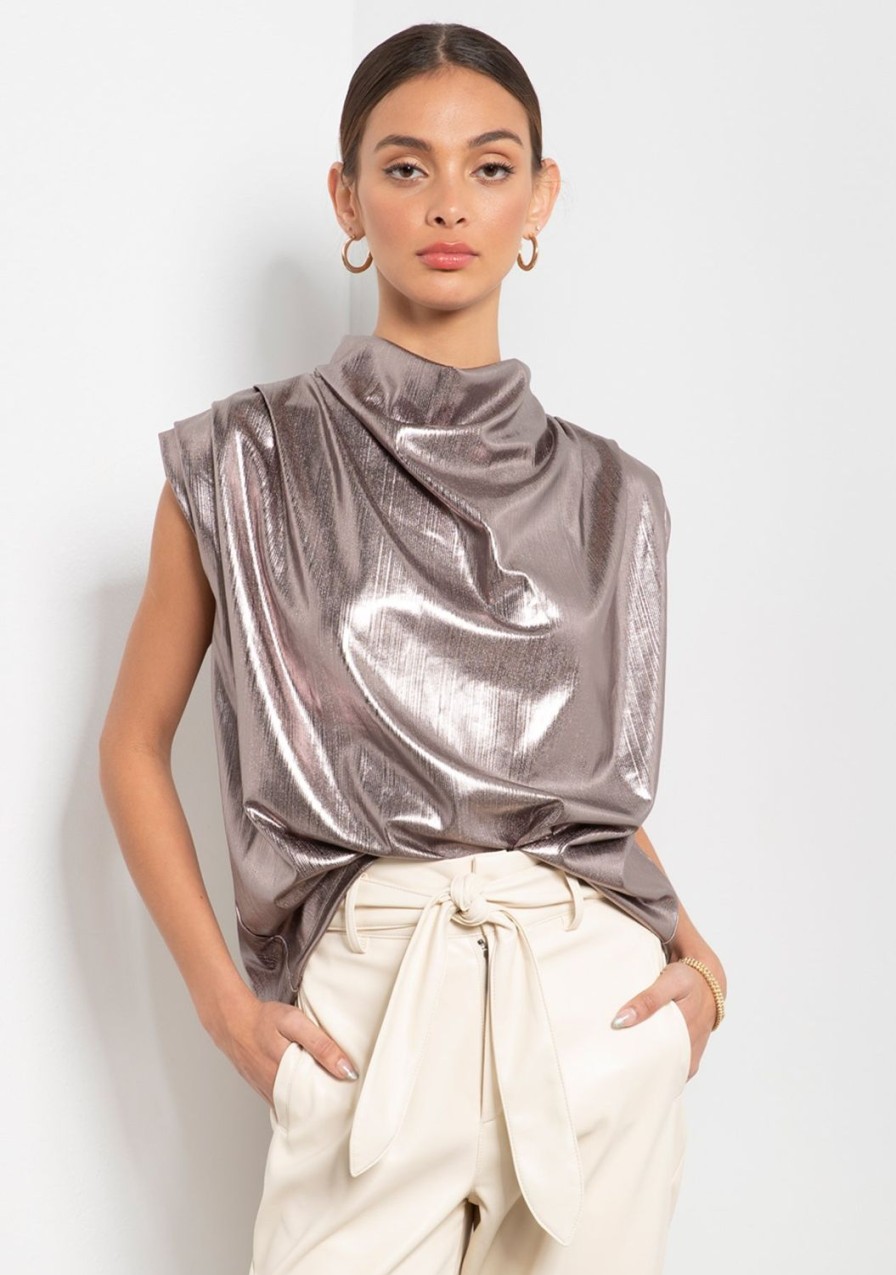 Clothing TART Collections | Tierney Lame Top Gunmetal