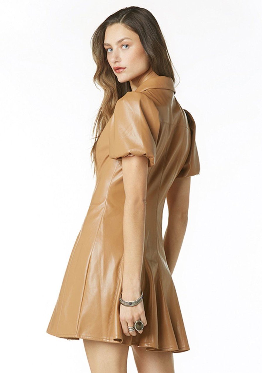 Clothing TART Collections | Thora Vegan Leather Dress Soft Brown